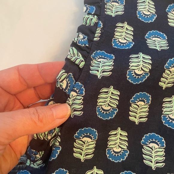 J. Crew Navy Linen/Cotton Blue Sleeveless Patterned Top, Keyhole Back, Size 3X - Picture 6 of 10